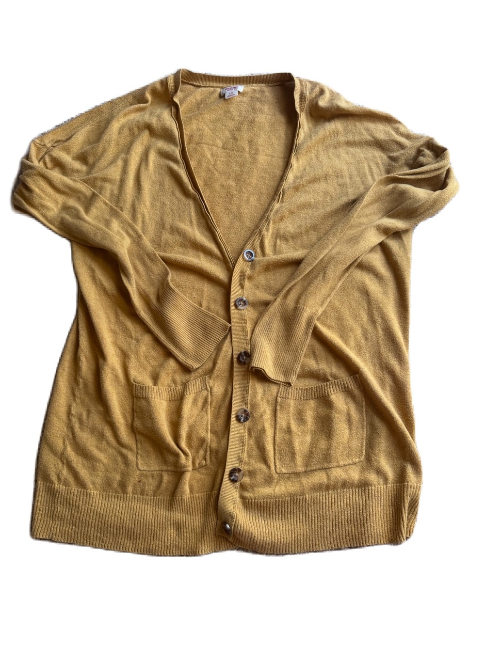Mossimo Supply Co. Women's Mustard Yellow V-Neck Button Cardigan